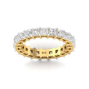 Bague éternelle de luxe en diamant de laboratoire taille princesse, en argent sterling 925 plaqué or, pour femme, pour mariage ou anniversaire - Product Image 2