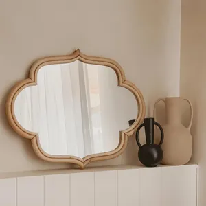 Handmade Eco-Friendly Natural Rattan Framed Wall <b>Mirror</b> Decorative Boho Vanity Woven <b>Hanging</b> <b>Mirror</b> Rustic Farmhouse Home Decor - Product Image 1