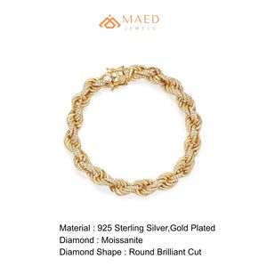 Pulsera de Cadena Fina con Moissanita Dorada, Joyería de Moda para Uso Diario, Regalo para Hombres y Mujeres, Estilo Los Ángeles - Product Image 6
