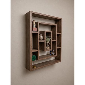 Walnut Wood <b>Wall</b> and <b>Floating</b> <b>Shelves</b> Single Tier Living Room Storage | OEM Custom Wholesale by Aqudus Saleem India - Product Image 2