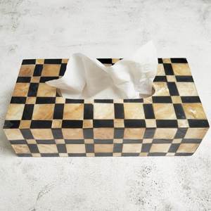 Boîtes à mouchoirs personnalisées, faites à la main, écologiques, en os recyclé, avec incrustations et revêtement mat, pour la décoration intérieure et la revente en magasins. - Product Image 3