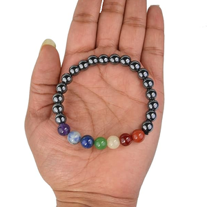 Pulsera de Hematita de Alta Calidad con Cuentas de los Siete Chakras, Regalo Romántico, Joyería con Dijes de Moda para Hombres y Mujeres, Meditación Energética - Product Image 2