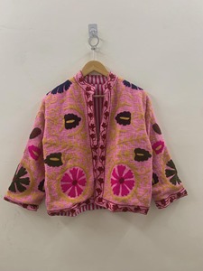 Chaqueta de punto con cuello mandarín para mujer, talla grande, bordado floral, manga larga, estilo bohemio, ropa exterior informal, temporada de primavera - Product Image 3