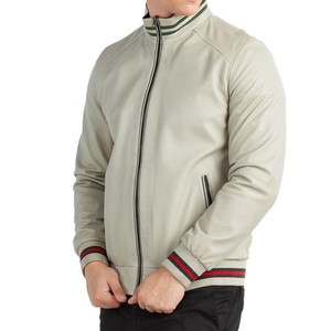 2025 Design à la mode hommes mode col montant veste en cuir meilleure vente matériel de toile personnalisée avec Logo avant - Product Image 5