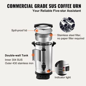 Distributore di Caffè Elettrico Commerciale in Acciaio Inox da 1500W 110V, 65 Tazze, Macchina per Tè Grande con Preparazione Rapida - Product Image 6