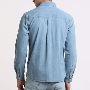 Camisa de mezclilla extragrande para hombre con bolsillo en el pecho, camisa de mezclilla duradera, informal, de manga larga, con cuello abotonado para hombre - Product Image 3