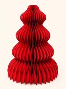 Arbre de Noël et décoration en papier nid d'abeille rouge SHAHALAM pour les fournitures de fêtes, décorations de fenêtres/portes, fabriqué au Rajasthan - Product Image 1