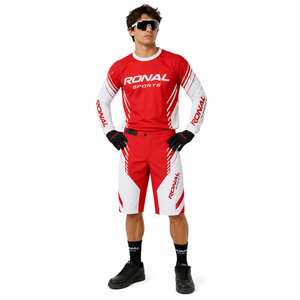 RONAL SPORTS Short de cyclisme pour homme rouge et blanc, ajusté, séchage rapide, imprimé par sublimation, vêtements de sport d'extérieur - Product Image 3