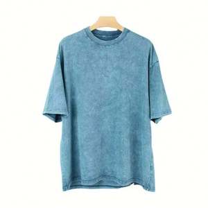 Custom Logo Heavyweight 100% Cotton <b>Acid</b> Wash T-shirt Vintage Stone Wash Oversized Streetwear Boxy Fit <b>Drop</b> Shoulder Blank Tee - Product Image 6
