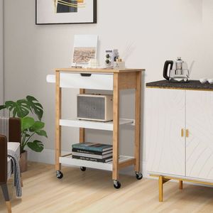 Carrello di Servizio a 3 Ripiani con Piano in Bambù, Carrello da Cucina Multifunzione - Product Image 3