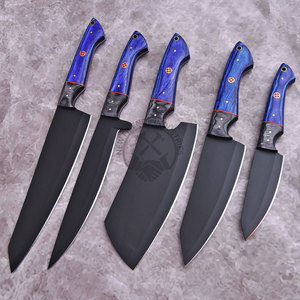 Top New Custom Handmade Chef <b>Knife</b> J2 Stainless Steel Powder Coated <b>Sharp</b> Blade Modern Kitchen <b>Knives</b> <b>Set</b> w/ Pakkawood Handle - Product Image 2