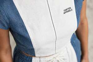 Women Color Block Denim <b>2</b> <b>Piece</b> <b>Set</b> Crop <b>Top</b> Wide Leg Pants - Product Image 6