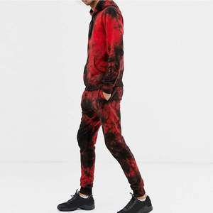 Ensemble de survêtement rouge uni de qualité supérieure pour hommes |   Sweat-shirt et jogging tie-dye Obsidian Black Cloud |   Entraînement de gym esthétique urbain pour la maternité - Product Image 6