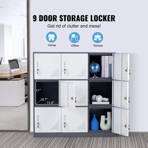 Armadietto Spogliatoio in Acciaio Grigio a 9 Ante con Slot per Tessera, Capacità di Carico 30 kg, Armadietto Metallico per Dipendenti con Accesso a Chiave - Product Image 2