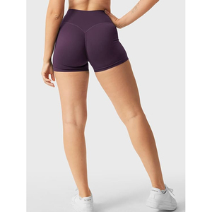 Deep Purple Women High Waist Spandex Yoga Shorts Compression Tummy Control Four-Way Stretch Quick Dry Eco-Friendly <b>Booty</b> Shorts - Product Image 5