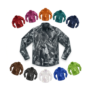 Breathable Tie Dye Short-Sleeve <b>Dress</b> Shirt Trendy Metallic Fabric Casual Fashion Unique Custom Wrinkle Effect <b>Dress</b> Shirts <b>Men</b> - Product Image 1