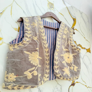 Ornate Suzani Velvet <b>Waistcoat</b> with Floral Embroidery Sleeveless Bohemian Jacket Vintage Inspired Layering Vest - Product Image 3