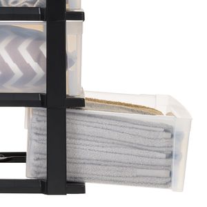 Tiroirs de rangement en plastique à 3 tiroirs, ensemble de 2, noir - Product Image 3