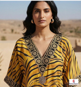 Women Custom Printed <b>Kaftan</b> Dress Loose Fit <b>Summer</b> Beach Wear Comfortable Lightweight Wholesale Export Manufacturer Supply - Product Image 6