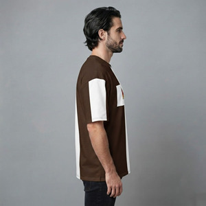 T-shirts décontractés surdimensionnés de qualité supérieure 180 GSM, bicolores, pour homme, 100% coton, logo imprimé sur mesure, streetwear, tee-shirt homme - Product Image 2