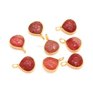 Pendentif Fleur en Quartz Rose Naturel, Breloque en Argent Sterling 925, Pierre Précieuse Sculptée à la Main, Cœur, pour Fabrication de Bijoux, 12MM - Product Image 2