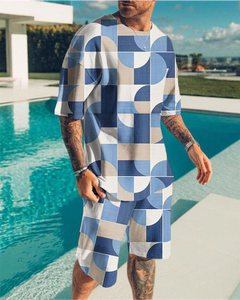 Nouveaux ensembles décontractés d'été pour hommes, tenues de couple, style vintage, t-shirts hip-hop + shorts, ensemble de survêtement pour homme, imprimé 3D - Product Image 2