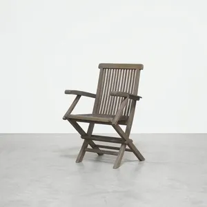 Outdoor Folding <b>Wooden</b> <b>Arm</b> <b>Chair</b> in Rustic Grey Color For Restaurant and Home Dining <b>Chair</b> Furniture - Product Image 4