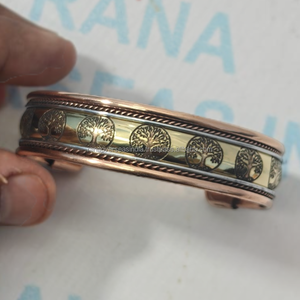 Tree Engraved Pure Copper <b>Healing</b> <b>Bracelet</b> Traditional Adjustable Magnetic Therapy Bangle for Arthritis Energy Balance - Product Image 4