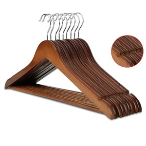 Hot Selling Heavy Duty Eco-Friendly Extra Wide Shoulder Solid Wooden Suit Outerwear Hangers Stainless Steel <b>Hooks</b> for Jackets - Product Image 5