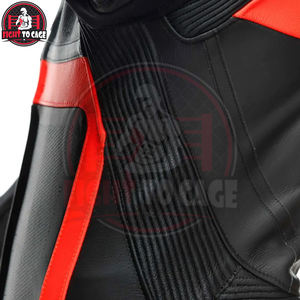 Traje de carreras de motos en contraste de color negro y rojo, diseño personalizado, conjunto de una pieza desmontable para carreras de motos alpinestrar. - Product Image 4