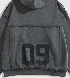 Sudadera con capucha y cremallera Glory Custom Acid Wash con estampado serigrafiado, nuevo diseño, 100% algodón, calidad premium, estilo oversized para streetwear. - Product Image 4