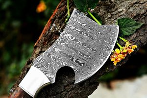 Cuchillo utilitario estilo hacha hecho a mano con hoja de acero estampado y mango de madera, proveedor mayorista OEM ODM para uso en cocina - Product Image 2