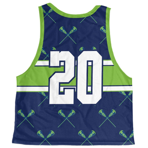 Geezlax Custom Sublimated Simple Printed Lacrosse Pinnie <b>Tank</b> <b>Top</b> Unisex <b>White</b> Green Navy 100% Polyester Breathable All Seasons - Product Image 4