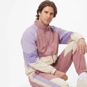 OEM Custom logo Reflective Jogging Nylon Tracksuit Men's Windbreaker Tracksuit Nylon <b>Sets</b> White Pipping Stripes for Men - Product Image 4