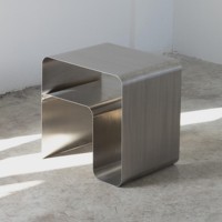 Table d'appoint OEM personnalisable en acier inoxydable 304 brossé, style Bauhaus industriel, pour chambre et salon