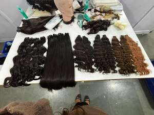 Extensions de cheveux humains noirs lisses doublement étirés, qualité supérieure, collection en gros - Product Image 3