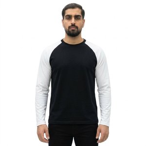T-shirt à manches courtes pour homme, vert olive, manches raglan, bordure contrastée noire, col rond, coupe classique, streetwear, respirant, séchage rapide - Product Image 2