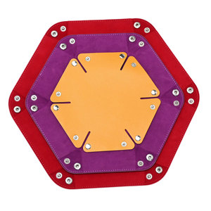 Plateau à dés hexagonal pliable en cuir, taille personnalisable, écologique et de haute qualité, design unisexe pour le rangement des dés - Product Image 3