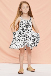 Wonderful Animal Print Pattern Kids Dot Button Front Dress Featuring With Two Side Pockets & <b>Strap</b> Shoulder Perfect Summer Dress - Product Image 2