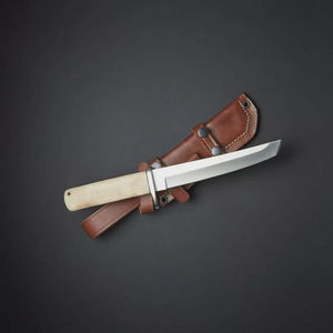 Cuchillo táctico personalizado hecho a mano con acero D2 y mango de hueso de camello, con funda, hoja fija, personalizable, OEM, para supervivencia y caza. - Product Image 5