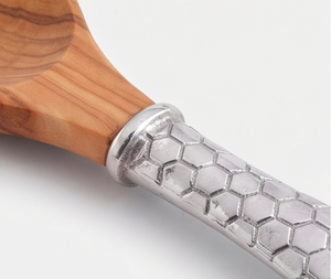 Ensemble cuillère et fourchette en bois avec manche hexagonal en métal, design minimaliste, couverts pour la restauration, le camping et l'hôtellerie - Product Image 2