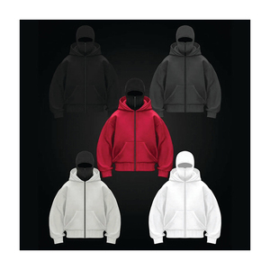 Sudadera con capucha tipo balaclava unisex de algodón y poliéster, estilo urbano, con cremallera completa, para hombre. - Product Image 5