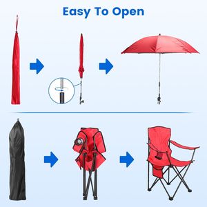 Sedia da campeggio portatile in alluminio con ombrellone rimovibile (42,13 pollici) - Supporta 150 kg per picnic - Product Image 4
