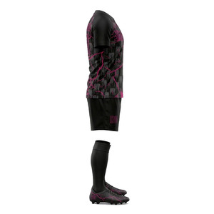 Men's Soccer Jersey Set Short Sleeve Sublimated Quick Dry <b>Athletic</b> Uniform Black Pink Geometric Print soccer uniforms sets men - Product Image 4