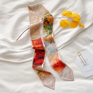 Delicate Streamers Silk Bag Straps Oil Painting Style Small Ribbon Long Scarf Belt Four Seasons Versatile Fashion <b>Headband</b> - Product Image 1