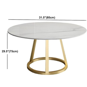 Table à manger ronde moderne avec plateau en marbre et pieds en métal doré, diamètre 31,5 pouces, meubles pour la maison - Product Image 1