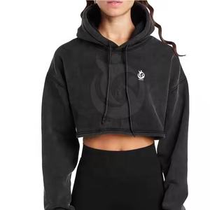 <b>2032</b> New Style OEM ODM Casual Custom Logo Printing Crop Top Hoodie High Quality Sweatshirts Women Crop Top Hoodie - Product Image 2