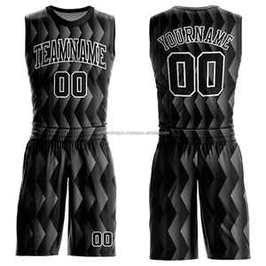 Proveedor Mayorista de Ropa Deportiva de Nuevo Diseño, Conjunto de Camiseta y Pantalones Cortos de Baloncesto, Patrón Personalizado, 100% Poliéster, Secado Rápido - Product Image 1