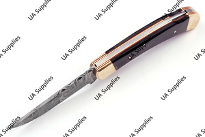 UA Supplies Industrial Grade Damascus Steel Blade Wood <b>Handle</b> Outdoor Folding Pocket <b>Knife</b> OEM Self Defense EDC Camping Survival - Product Image 4