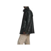Veste longue classique en cuir de vache noir pour homme, col rabattu, simple boutonnage, coupe régulière, style décontracté automne, séchage rapide